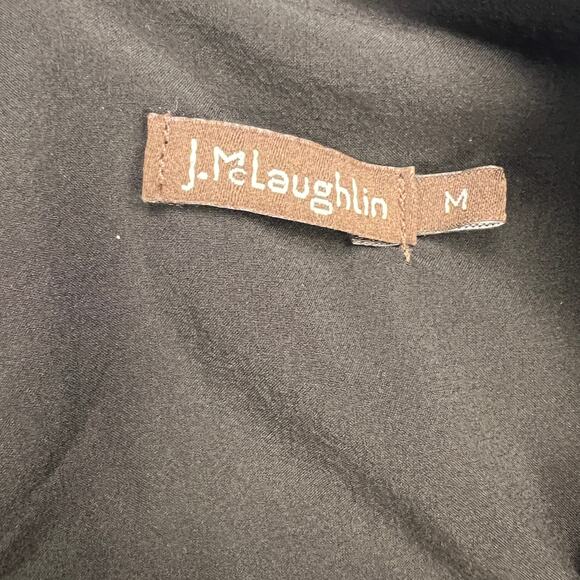 J. McLaughlin Black Ellie Velour A-Line Shift Dress Knot Ruched V-Neck Size M - Picture 5 of 11